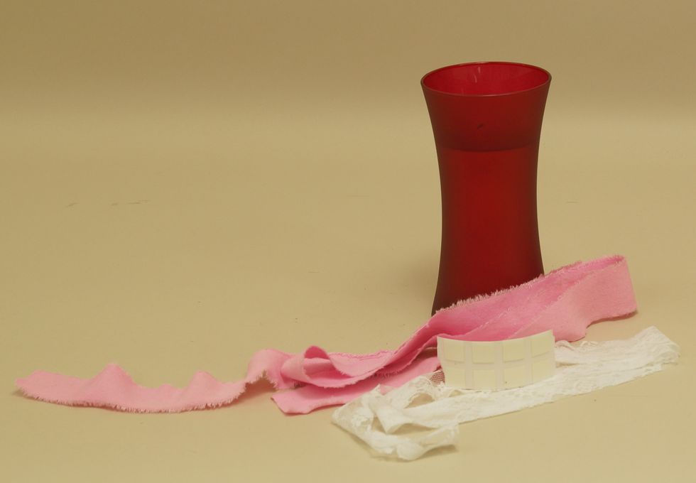 Gather your supplies and fill vase with water.