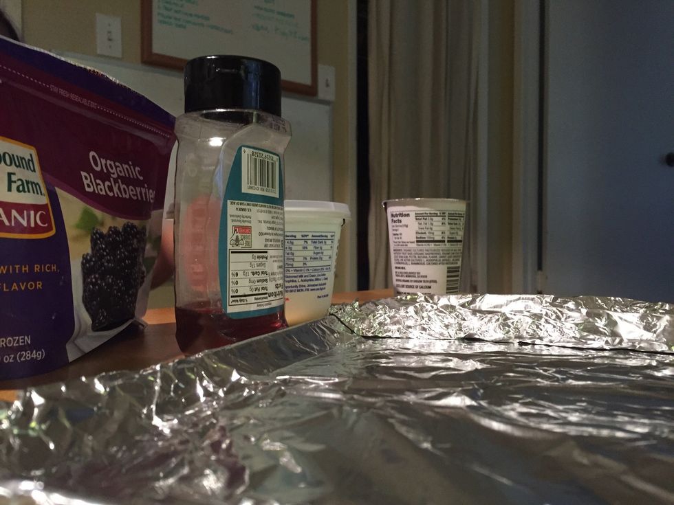 Gather your supplies and line your tray with aluminum foil