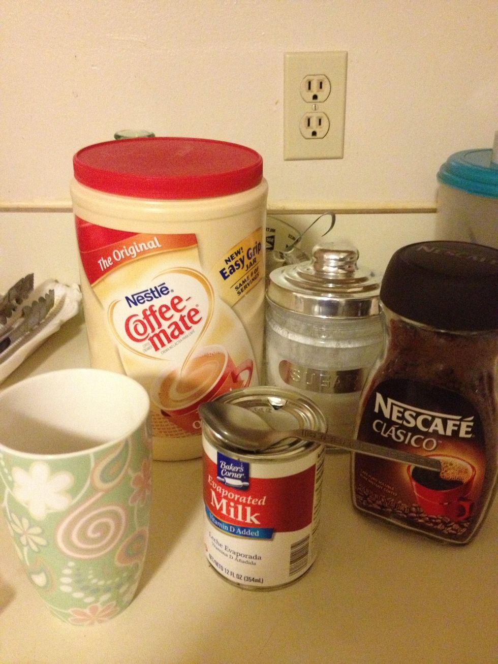 Gather your supplies for the coffee while the water is boiling.