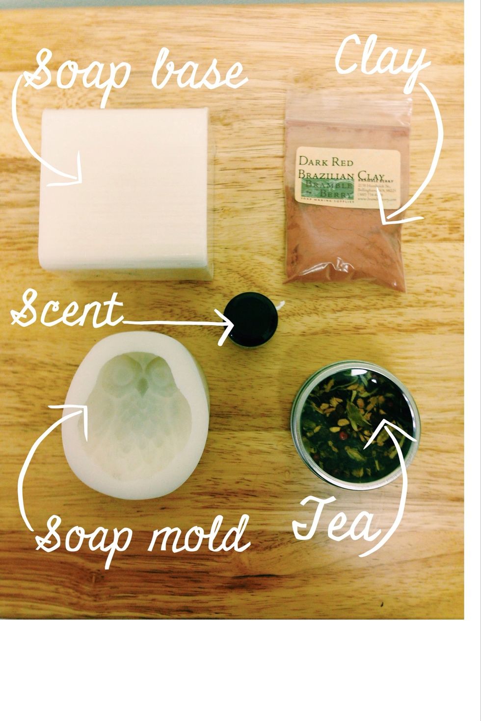 Gather your supplies. (I used a shea butter soap base - it's as easy as melting and pouring)