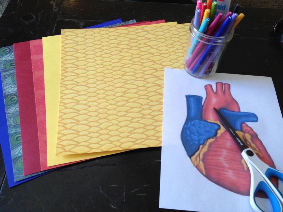 gather your supplies - I used a template from google images (not as correct as I'd like it to be, but for the card it will work perfect - not too much detail.)