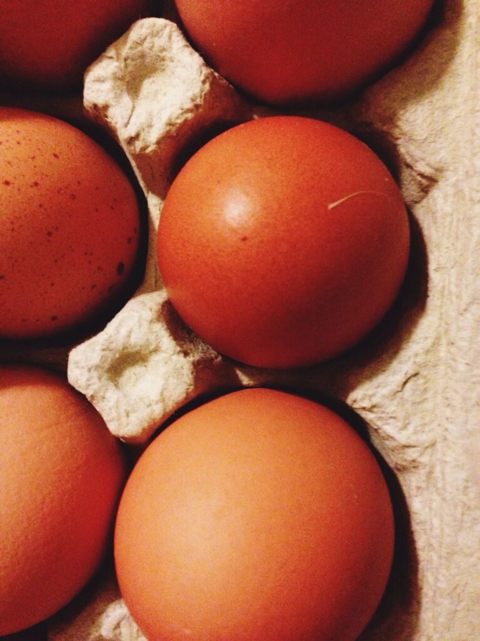 Gather your supplies. I was inspired by these farm fresh eggs to make a breakfast-type sandwich.
