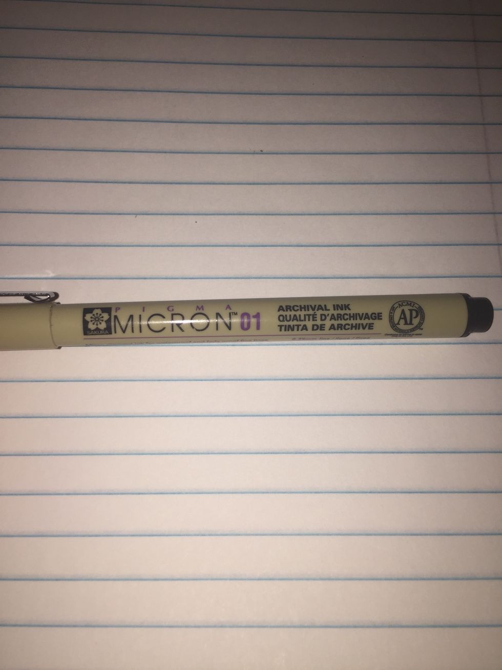 Gather your supplies. I will be using a 01 micron pen but you can use any pen, I just find microns to work the best.