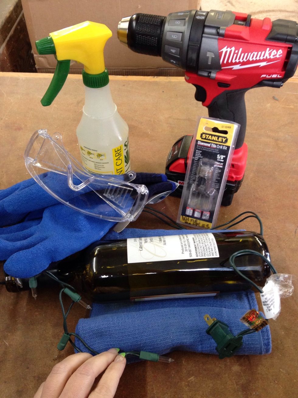 Gather your supplies. It is helpful to have 2 people/2 sets of hands. Note: Your string of lights should have a plug on ONLY one end.