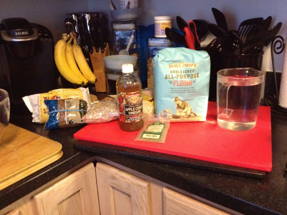 Gather your supplies (Note: This is a basic recipe and you can substitute quite a bit and add other things to suit your tastes)