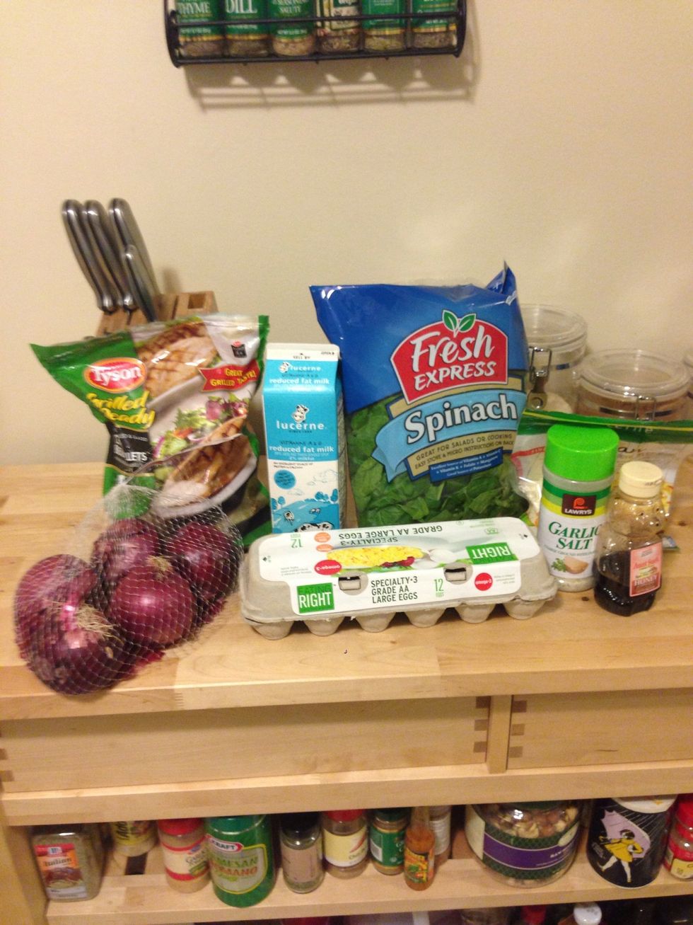 Gather your supplies. This makes 2 quiche.