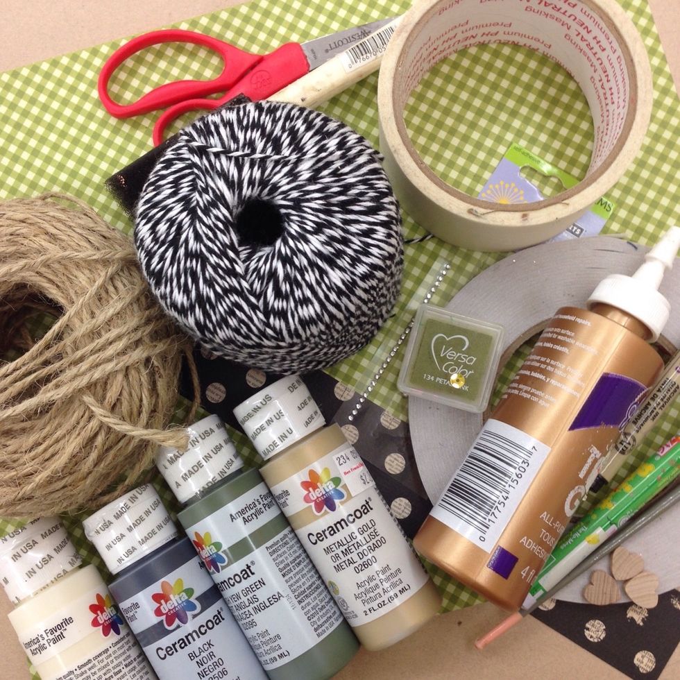 Gather your supplies. This photo shows the items we used for our Lucky Door Hanger.