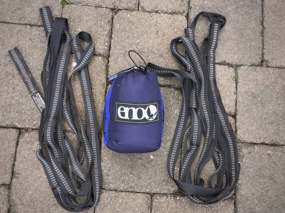 Gather your supplies; which include an Eno Hammock and Eno Straps.