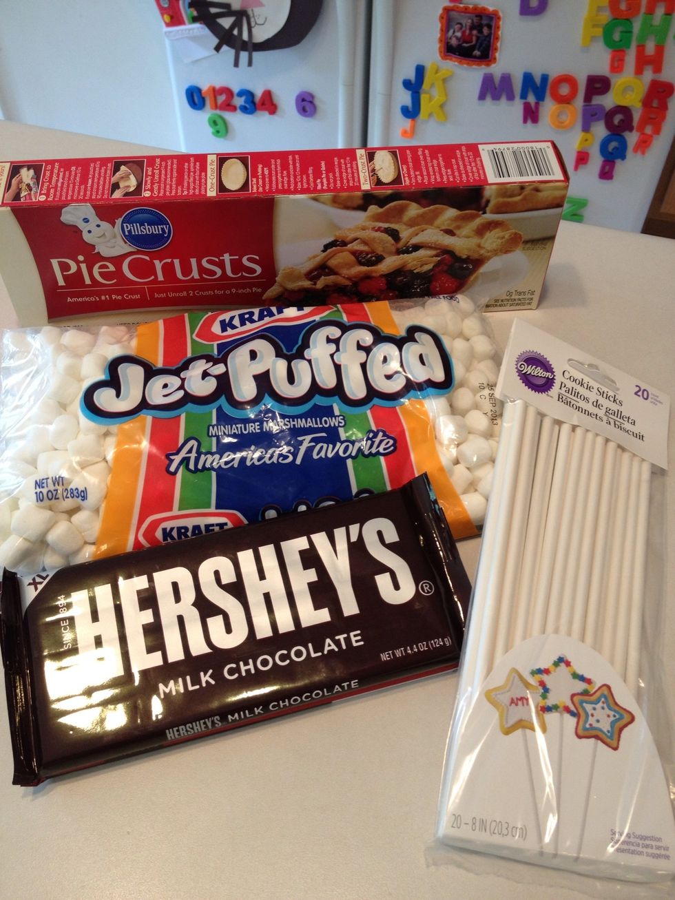 Gather your supplies.  You will also need a little bit of flour and an egg (whites only).