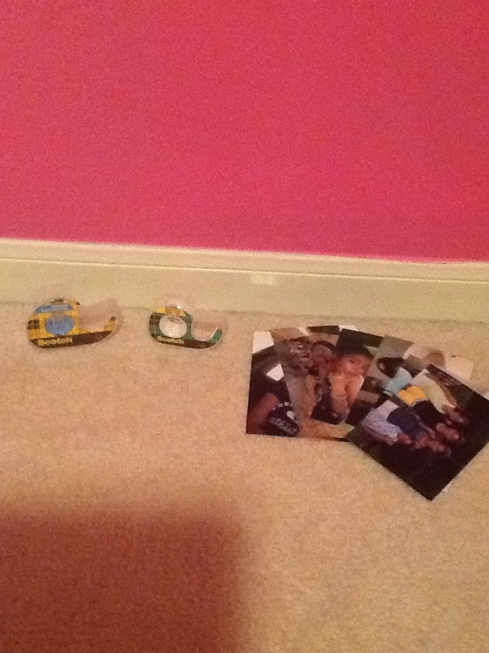 Gather your supplies. You will need double sided tape, regular tape, and some of your favorite pictures :)