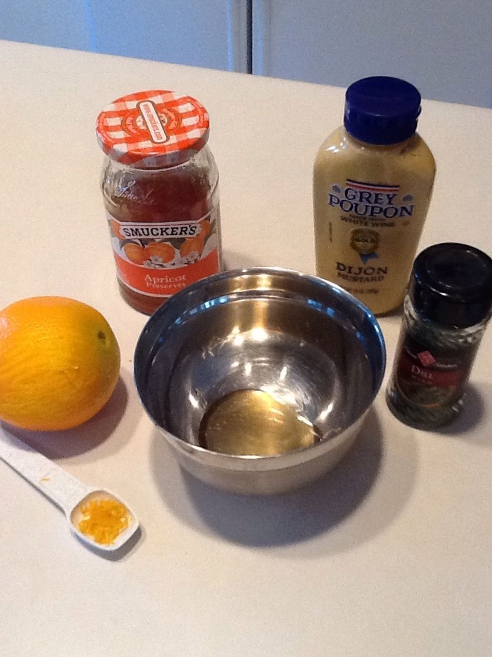 Gather your supplies. Zest your orange (scrape outside of orange with a tool called a zester.)