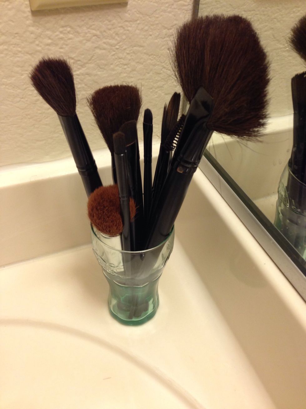 Gather your used makeup brushes