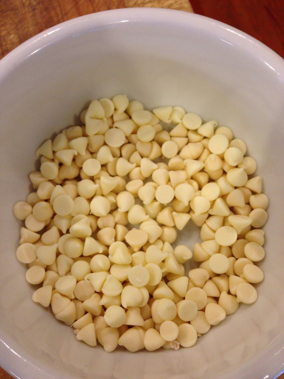 Gather your white chocolate. Melt it.
