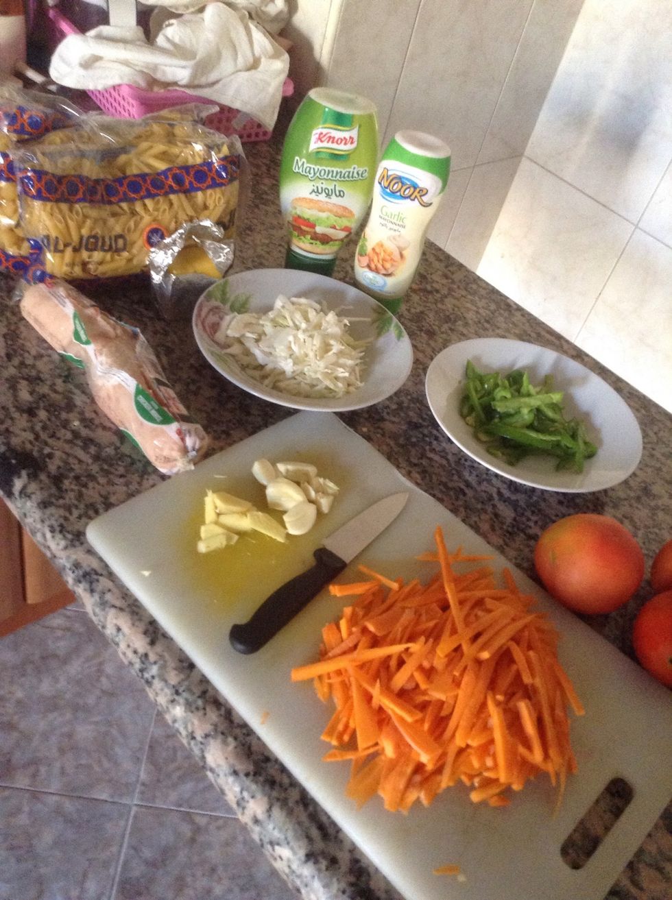 Gathering the ingredients and cut the vegetables in advance
