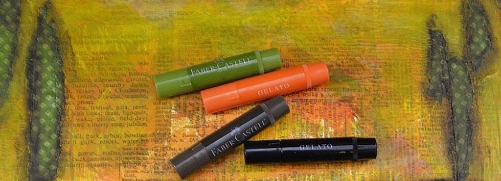 Gelatos were used for shading and to add additional color to the canvas.