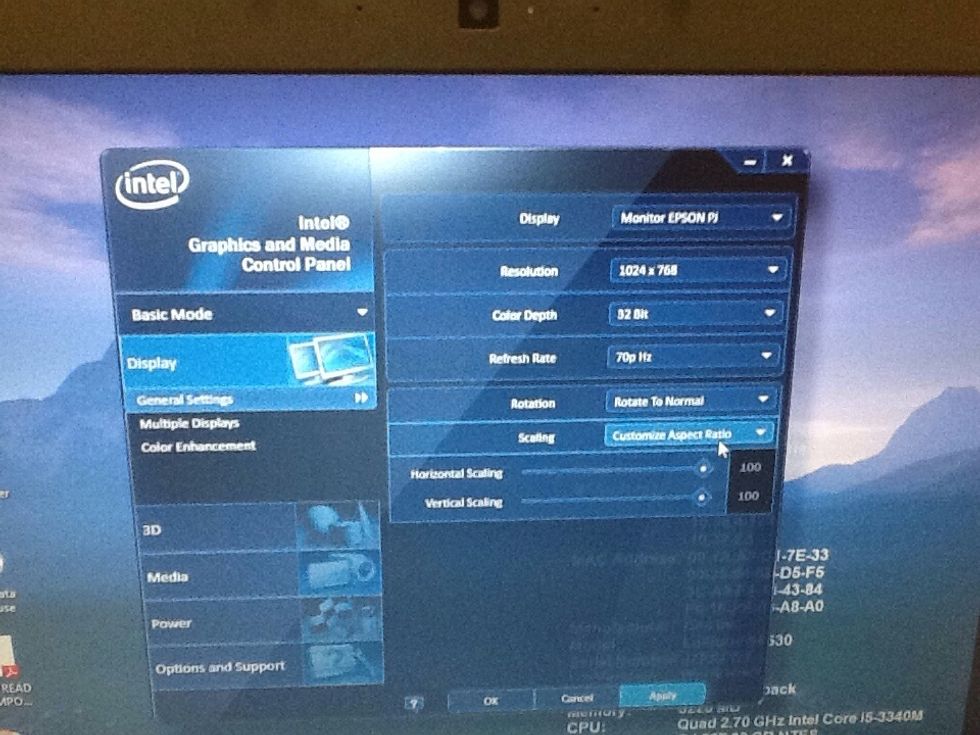 General Settings: scaling, customize Aspect Radio