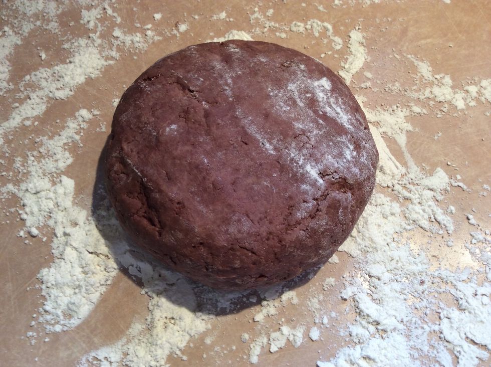 Generously flour a clean work surface to roll out the chocolate pastry dough.