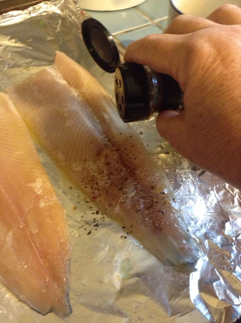Generously sprinkle the Monterey Steak seasoning on your fish fillets.
