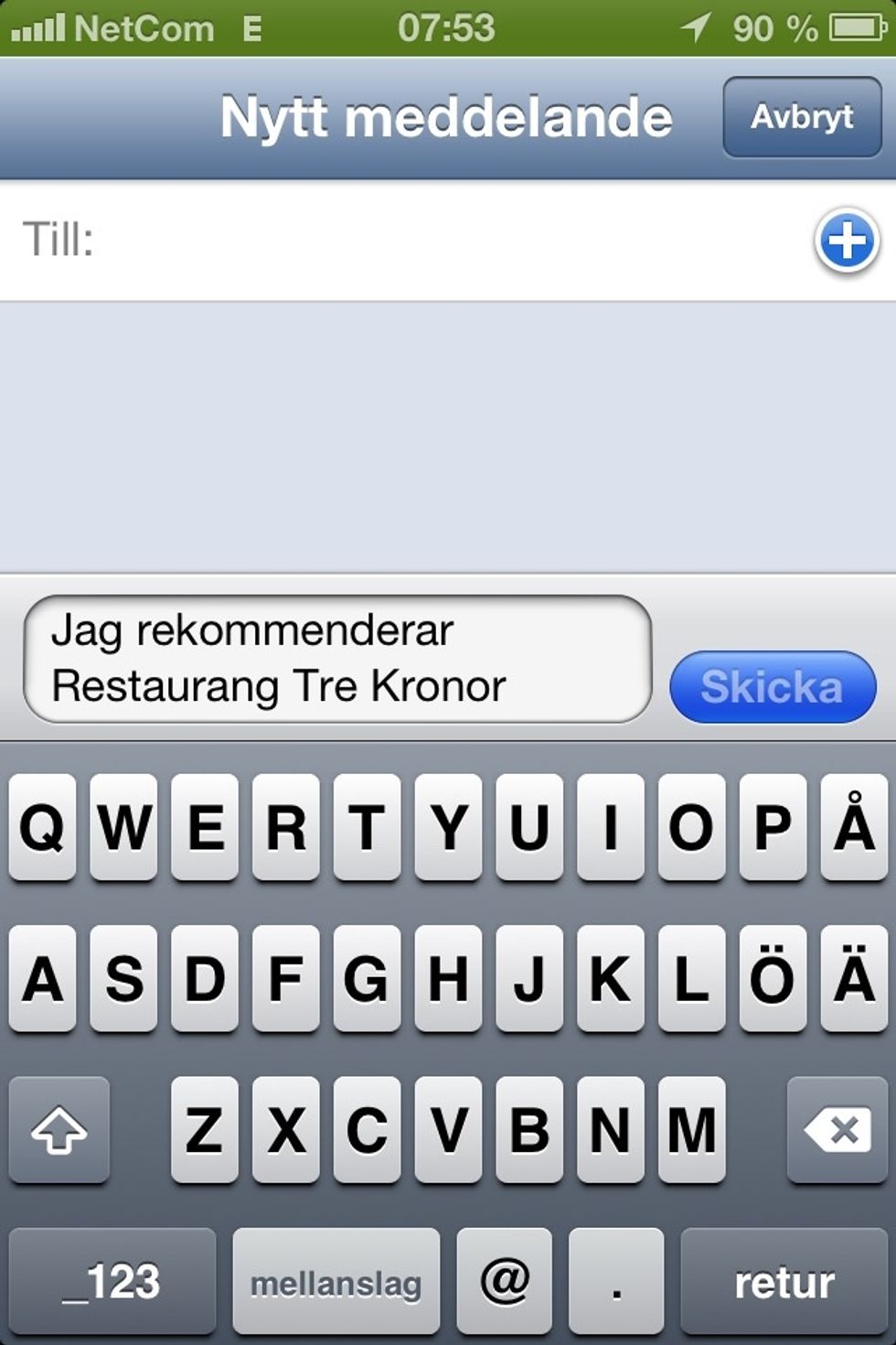 Genom appen kan en lunchg\u00e4st skicka textmeddelanden till kontakterna i adressboken (normal taxa tillkommer) . En funktion som \u00e4r till f\u00f6r att tex bjuda in till lunch.