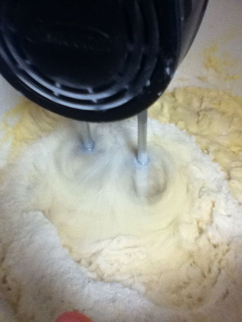 Gently beat in the remaining flour mixture for about 30 seconds, then do the rest by hand. Be careful not to over mix!