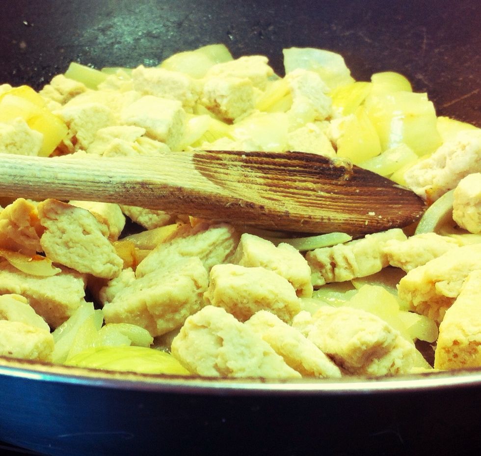 Gently heat up the quorn.