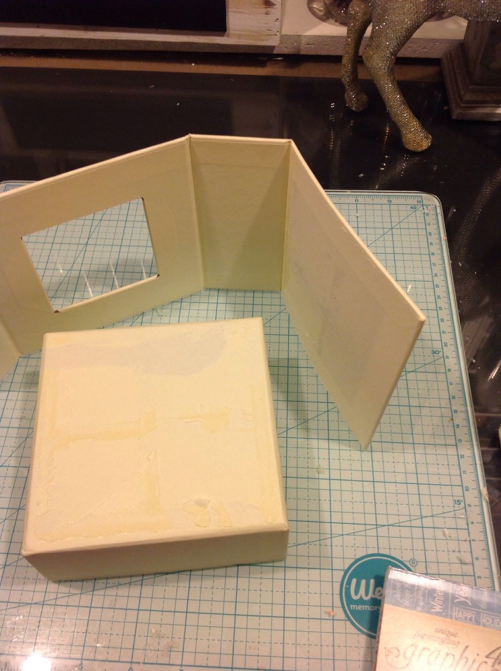 Gently rip off the box portion. I am saving the other section for a later craft. I never throw anything away.