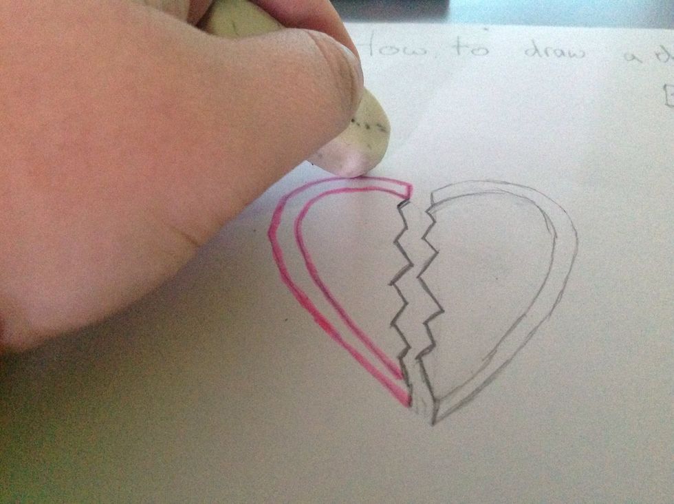 Gently rub out on the coloured part.