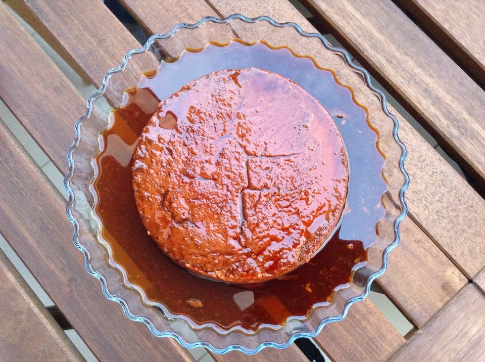 Gently shake the can to be sure that the quesillo is separated from the borders. Cover the can with a serving tray. Flip it and slowly lift the can. Put it in the fridge for at least 6 hours. Enjoy!