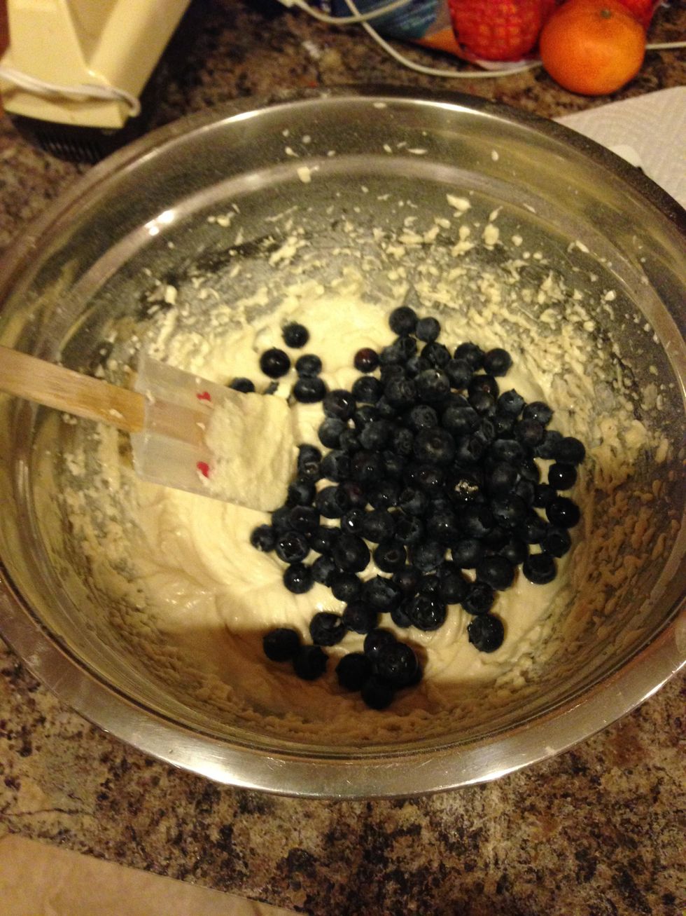 Gently stir in the blueberries.