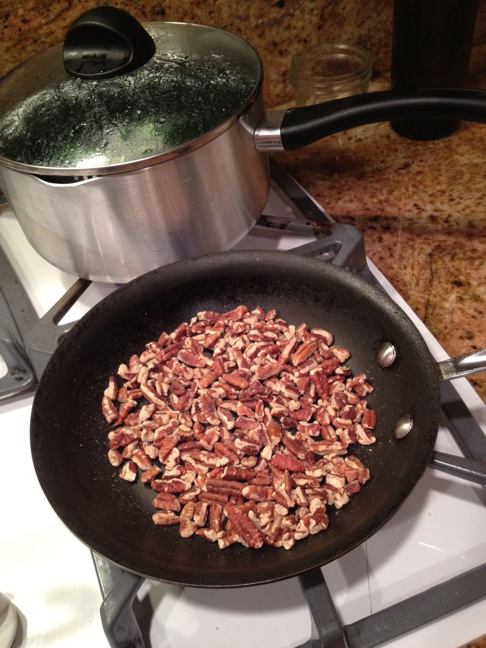 Gently toast pecans