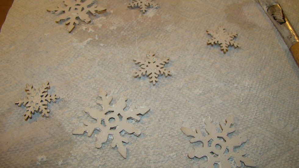Gesso some snowflake chipboard pieces as well.