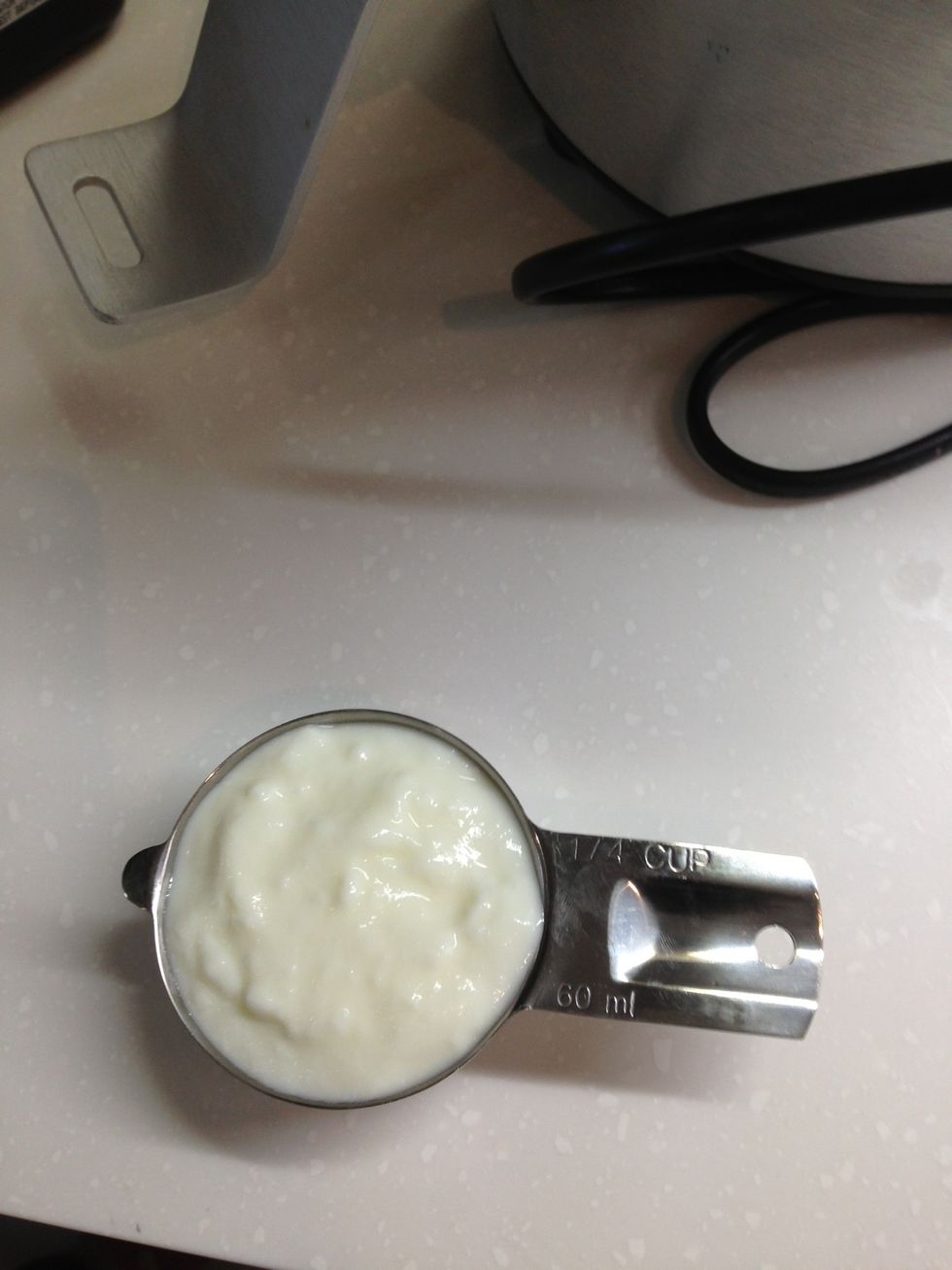 Get 1/4 cup low-fat plain yoghurt ( doesn't matter if its low-fat or not..up to you)