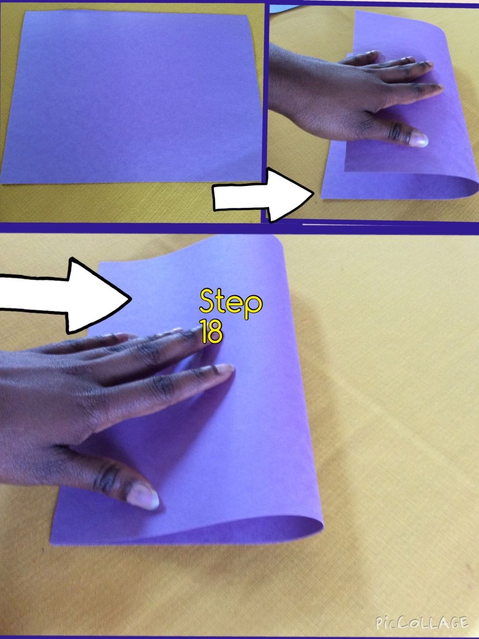 Get 1 piece of  construction paper and flip it horizontally(hamburger/landscape).Then fold it like a book.