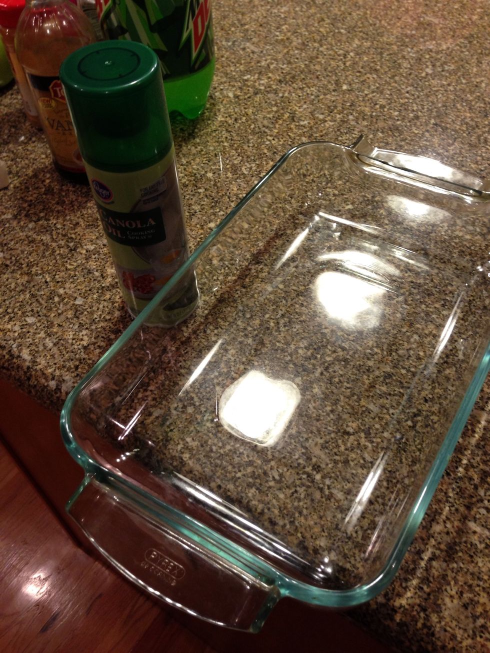 Get a 9x13 pan and PAM to grease it