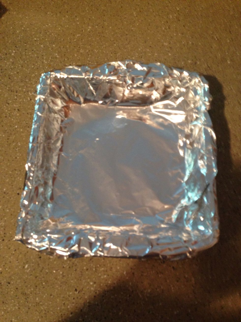 Get a baking dish and add foil to keep from cleaning later