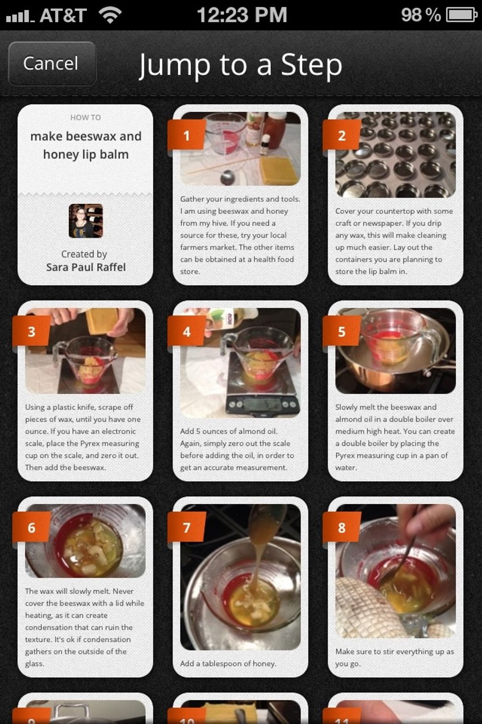 Get a feel of what it\u2019s like to read a how-to guide on a phone. Observe a few more features around the page periphery. The \u2018jump to\u2019 button in the upper right lets you navigate to a specific step.