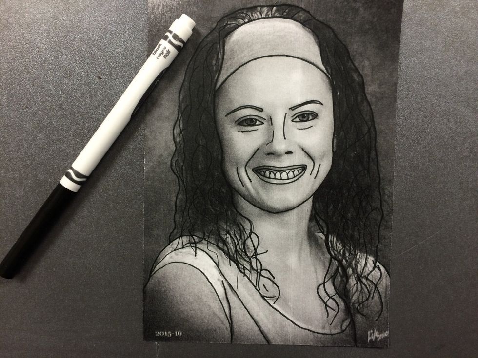 Get a fine point crayola marker. Begin outlining the IMPORTANT parts of your face, neck and shoulders. Do NOT outline the whole nose. Check with Mrs. Cheney when you think you are done.