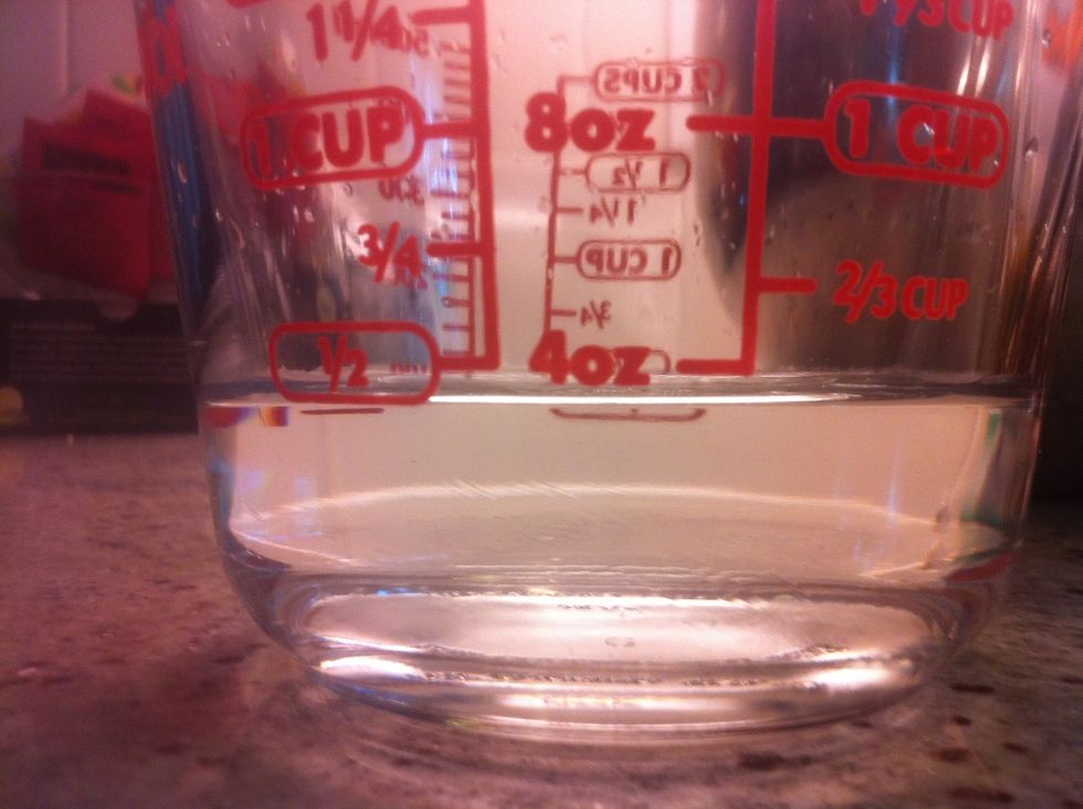 Get a half cup of water