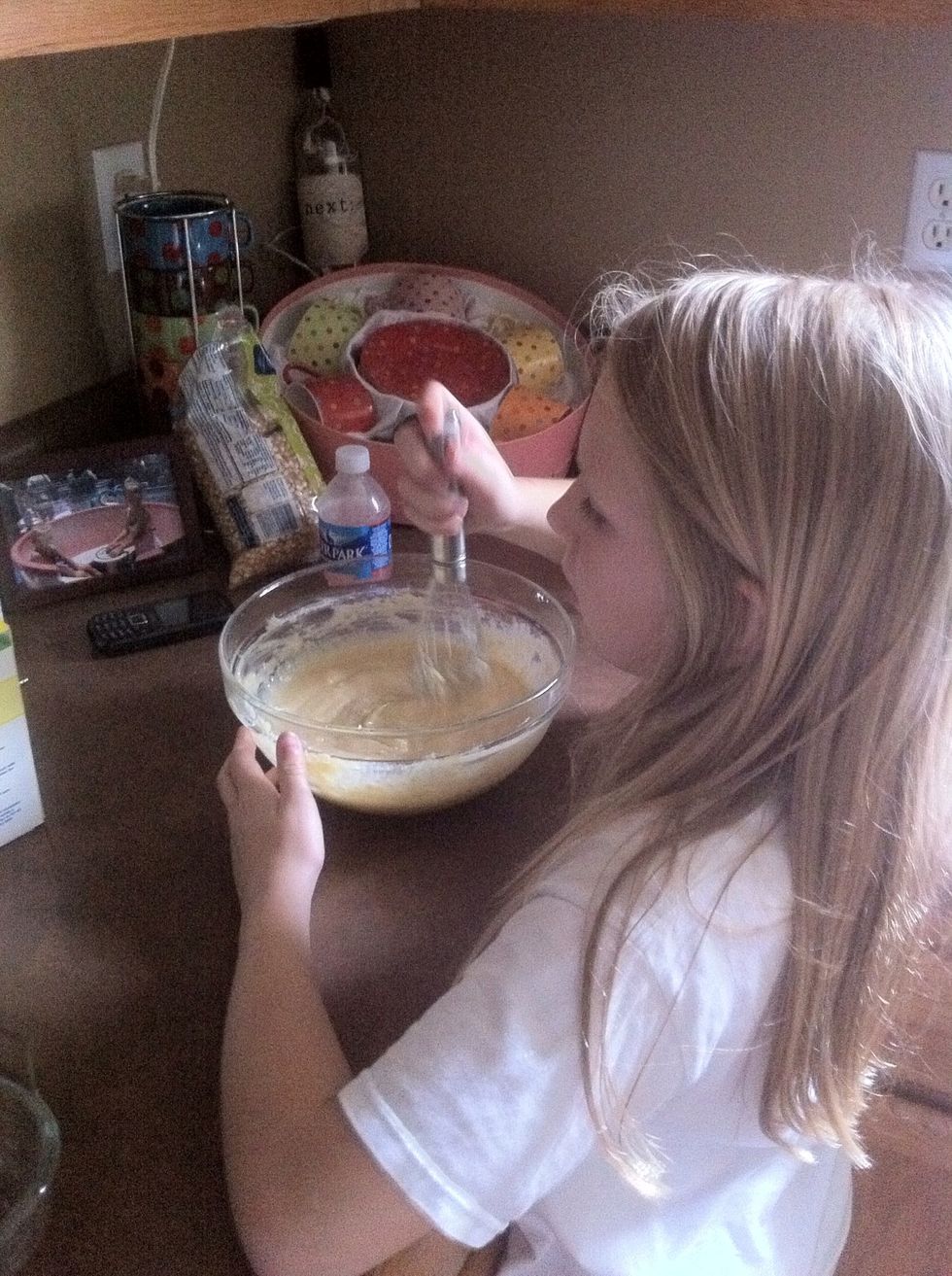 Get a helper to mix well.