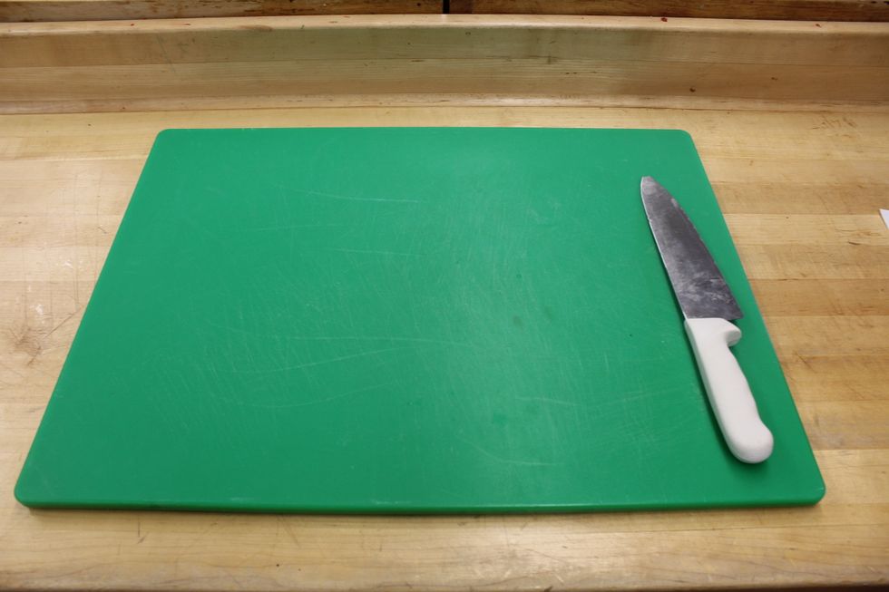 Get a knife and a cutting board.