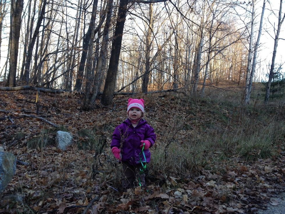 Get a lil' helper to assist you in gathering a big bag of evergreen boughs deep in the hundred acre wood.