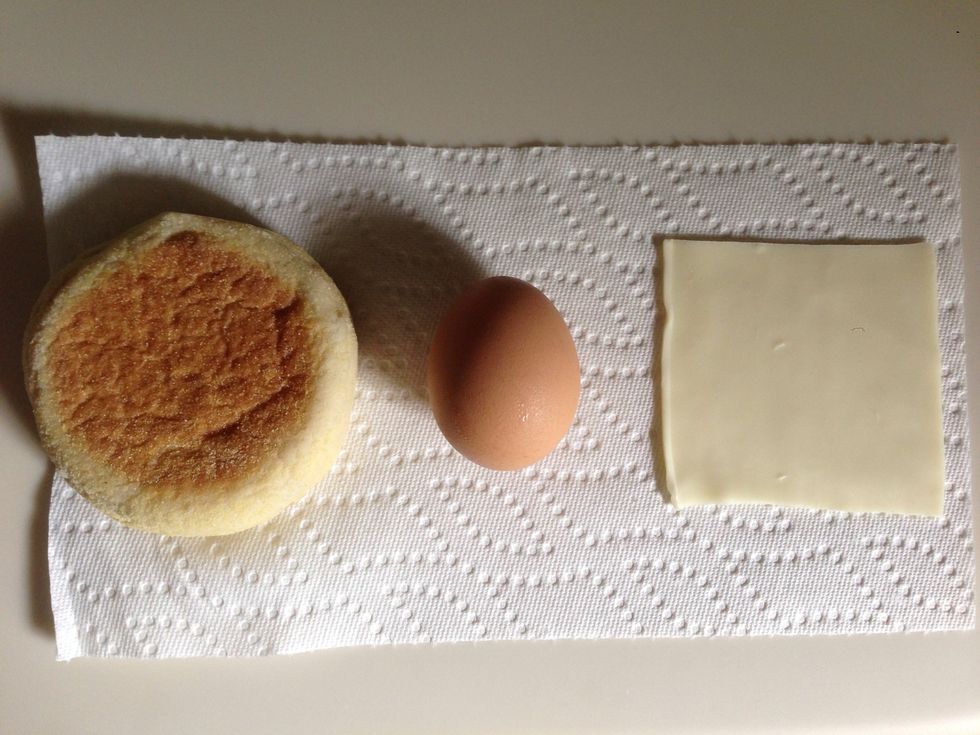 Get a muffin or biscuit, egg, cheese, and whatever else you want on the sandwich.