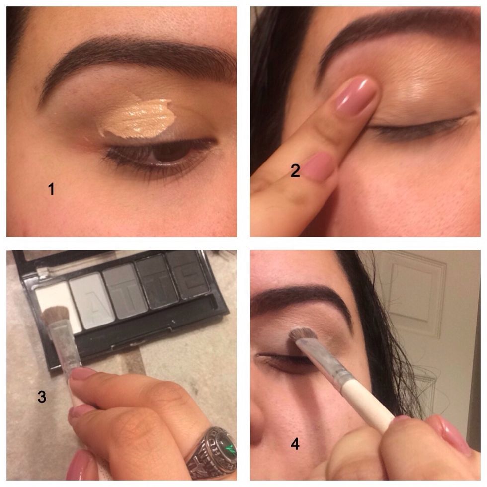 Get a primer or concealer, and apply some all over the lids of your eyes. Then get a white or skin toned eyeshadow to set the concealer in place for easy blending.
