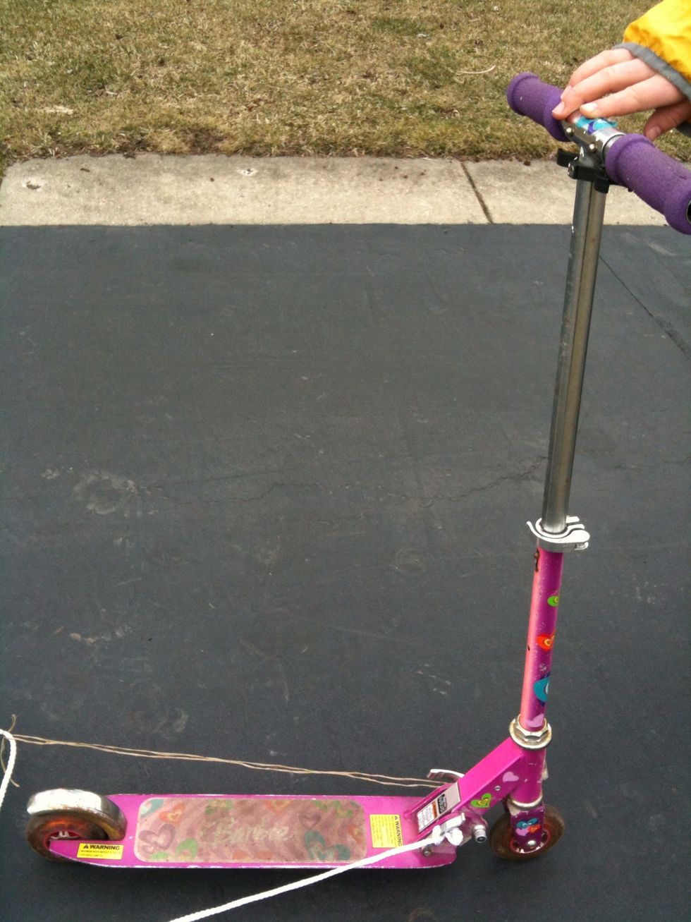 Get a scooter. We used my friend's old Barbie scooter from when she was 6.