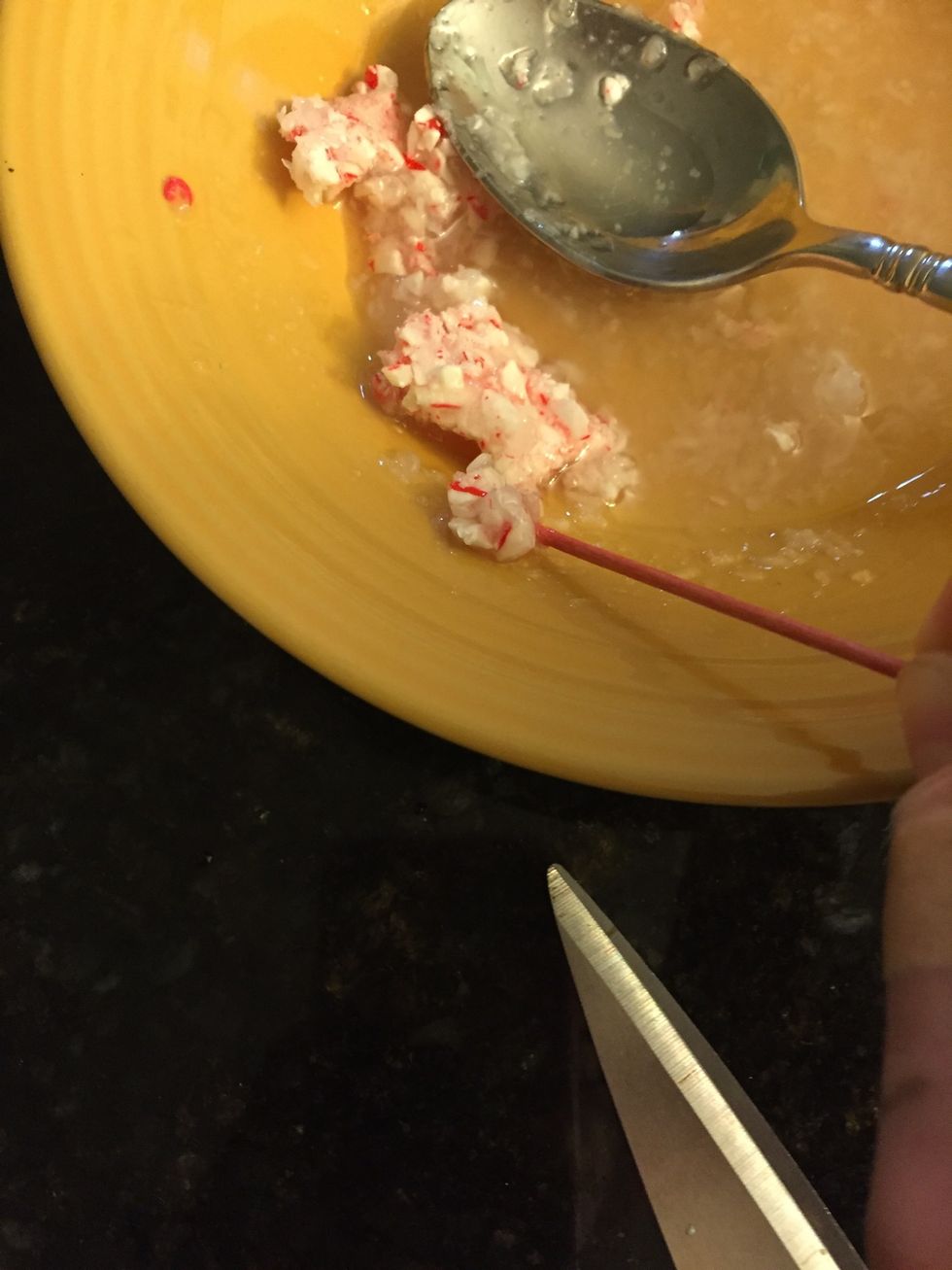 Get a small piece of the candy cane bits