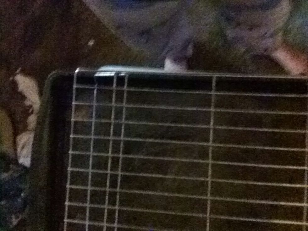 Get a small roasting rack and preheat oven to 200 degrees