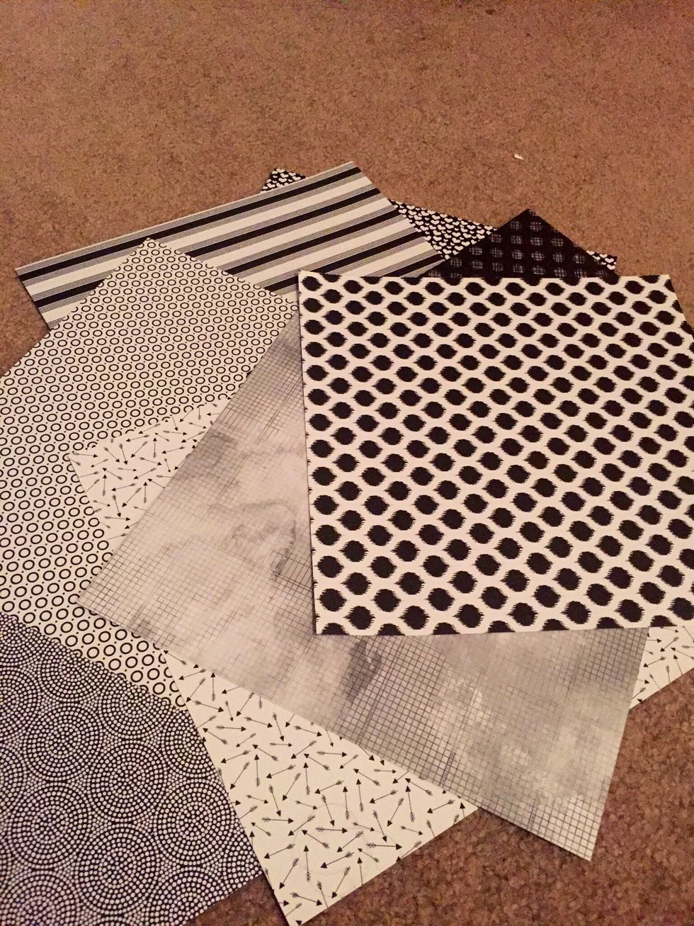 Get a square piece of paper. Here I am using 12in x 12in scrapbook paper.