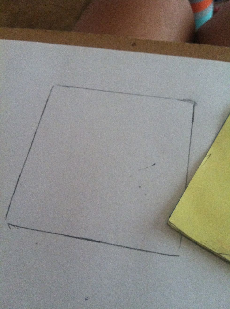 Get a sticky note that is a full square and trace around it or you could use it. Otherwise measure 3'' by 3'' it could be any size but this size is best (has to be a square)