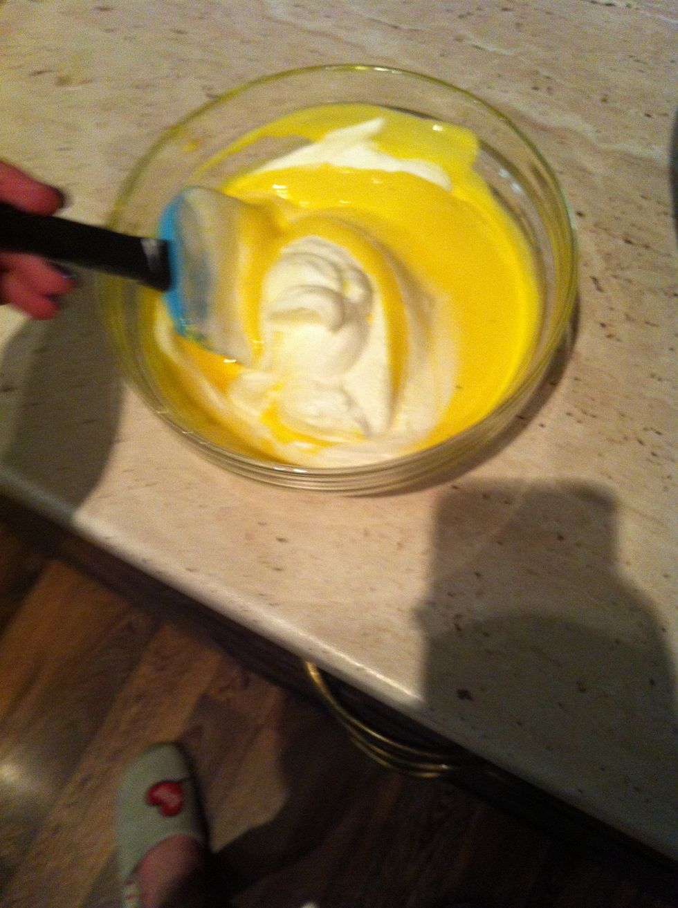 Get a third of your cream...and mix with your eggs
