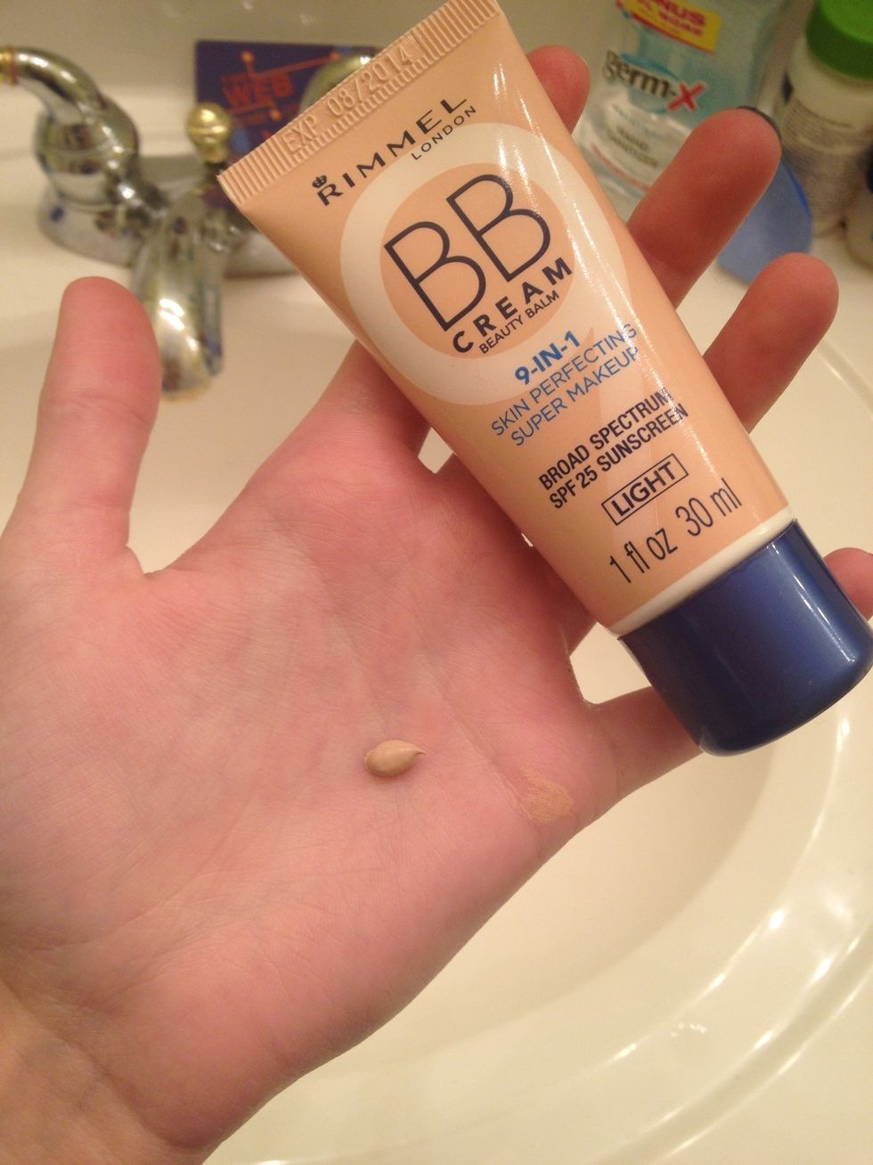 Get a tiny bit of your BB cream and put it on! don't rub it in too much. You can skip this, but it makes a good base and if I'm lazy I can only do it.